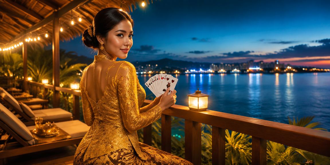 Permainan kad Rummy dengan suasana tradisional Malaysia di i1rm